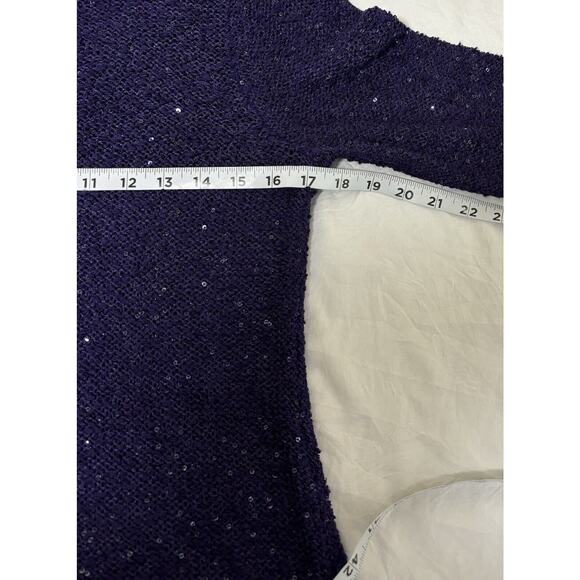 Chico's Women’s Size 0 Small Sequin Sweater Pullover Festive Glam Purple Whimsy - Picture 10 of 11